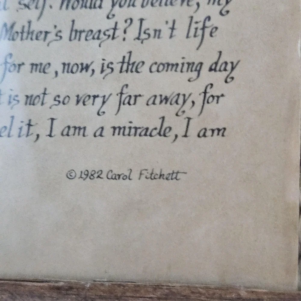 Baby Coming Poem by Carol‎ FITCHETT, 1982, The SCROLL SHOP Inc Boho Chic Decor